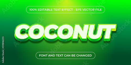 green coconut 3d editable text effect with gradient color
