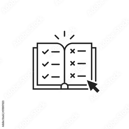 open thin line book like rules icon