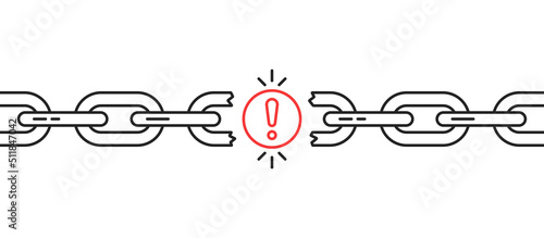 thin line exclamation mark like broken chain icon