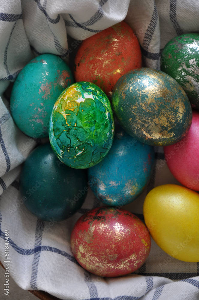 Fototapeta premium beautiful colorful decorated easter eggs