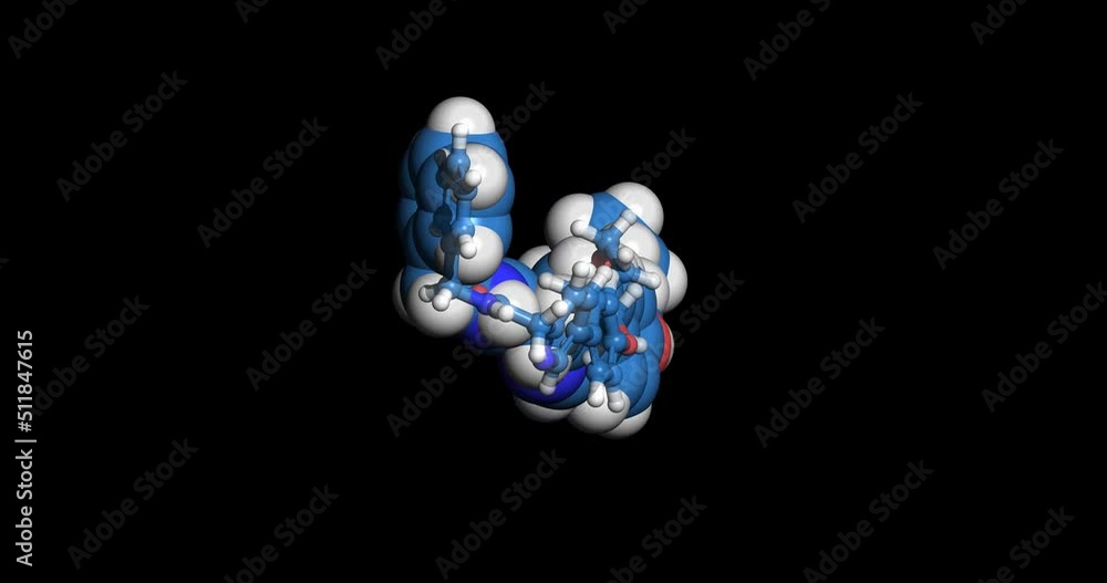 Tirbanibulin, anticancer drug, 3D molecule, spinning 4K Tirbanibulin, anticancer drug, 3D molecule, spinning 4K