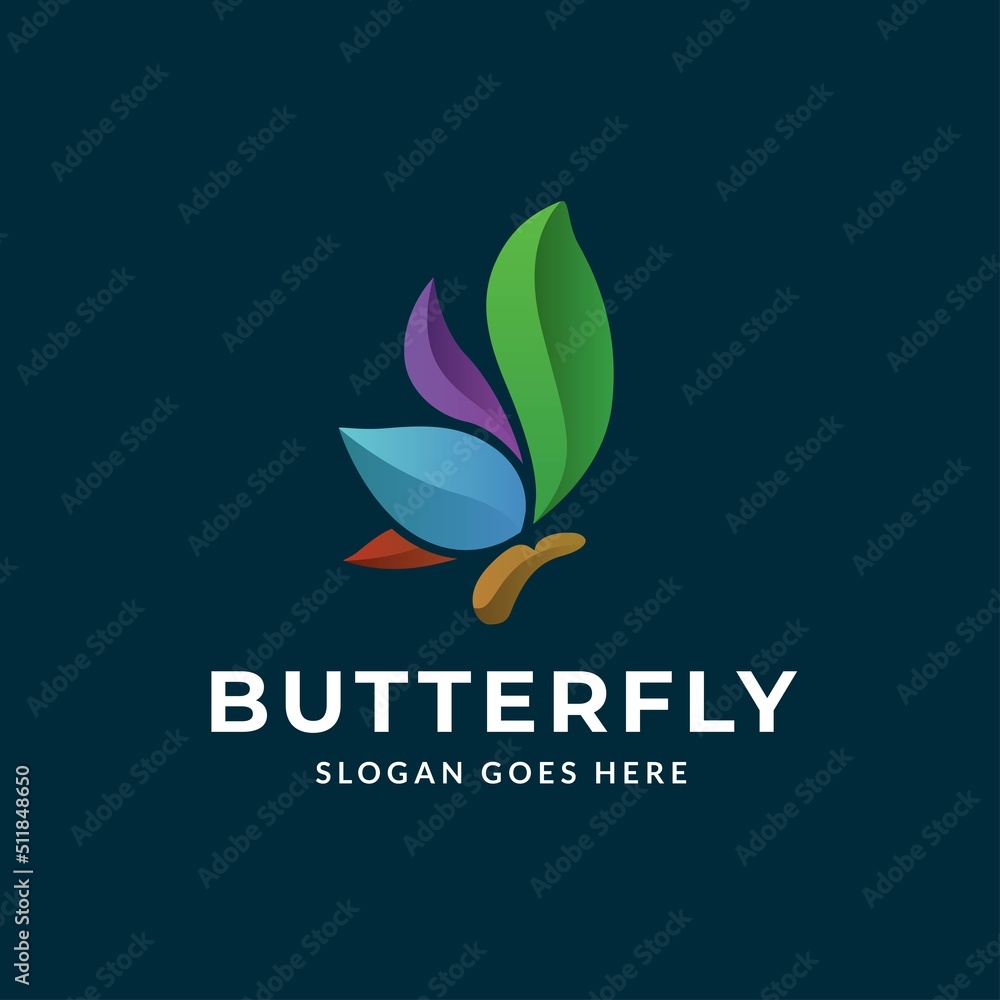 Butterfly animal gradient modern rainbow color logo