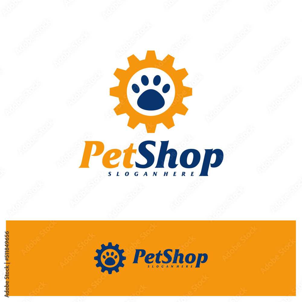 Fototapeta premium Pet Gear Logo Design Template. Pet logo concept vector. Emblem, Creative Symbol, Icon