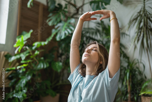 Young woman yoga workout pose asana