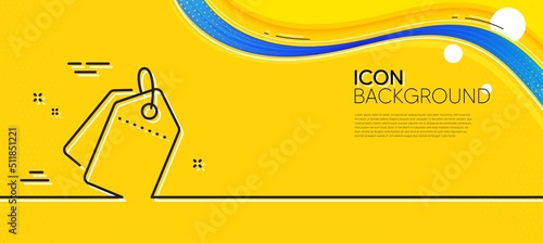 Sale tags line icon. Abstract yellow background. Shopping labels. Discount coupon symbol. Minimal sale tags line icon. Wave banner concept. Vector
