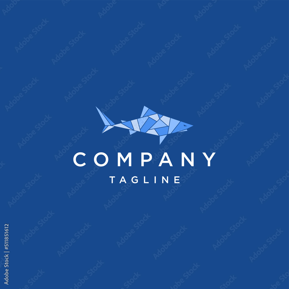 Shark geometric logo design template