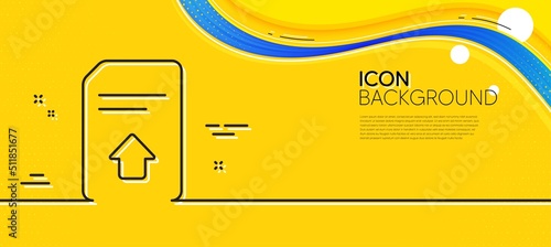 Upload Document line icon. Abstract yellow background. Information File sign. Paper page concept symbol. Minimal upload file line icon. Wave banner concept. Vector