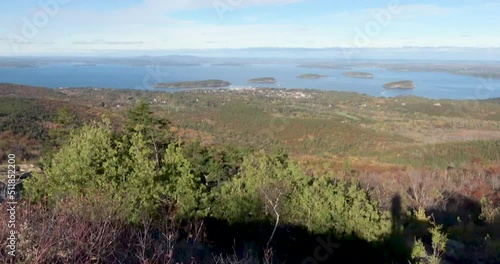 View over the Acadia National Park from the Cadillac Mountain, Maine USA