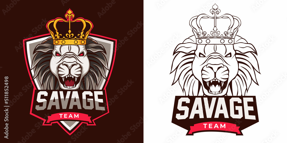 Naklejka premium lion esport logo mascot design