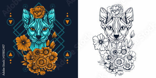egyptian sphynx cat head vector