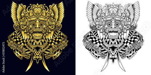 Barong balinese mask vector illustration
