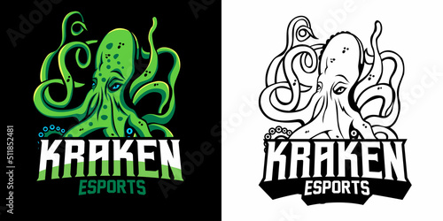 kraken esport logo mascot design