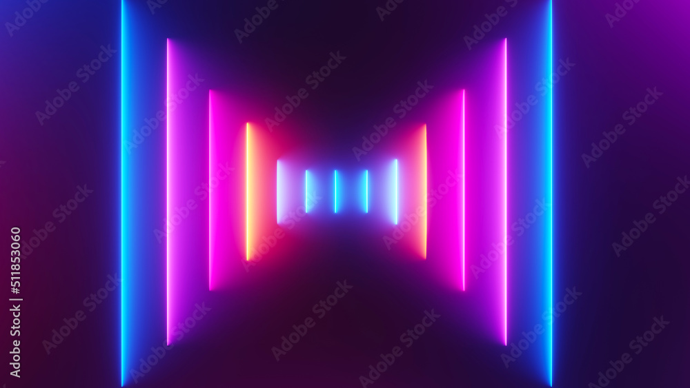 3d render of flash neon and light glowing on dark scene. Speed light moving lines. 3d render of flash neon and light glowing on dark scene. Speed light moving lines.
