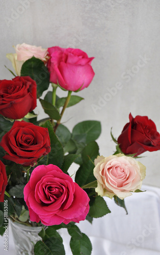 Wallpaper Mural bouquet of beautiful pink and red roses Torontodigital.ca