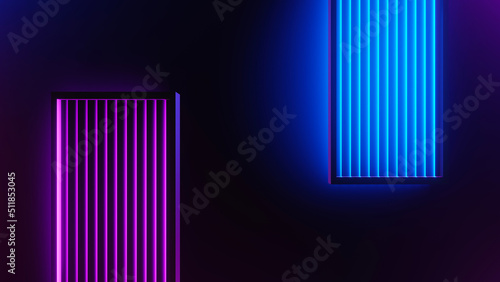 3d render of flash neon and light glowing on dark scene. Speed light moving lines.