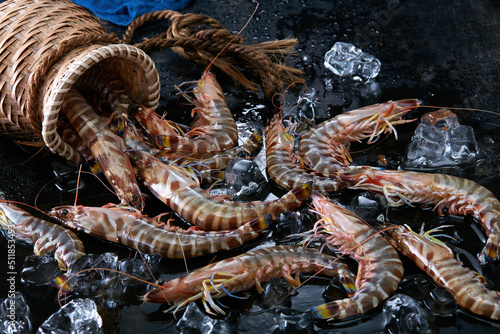 Fresh wild seafood ingredients, shrimp