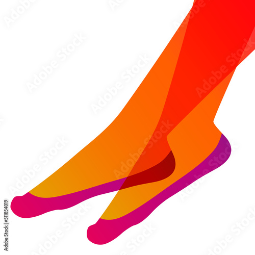 Long and slim female legs in no show liner socks on white background, vector illustration.