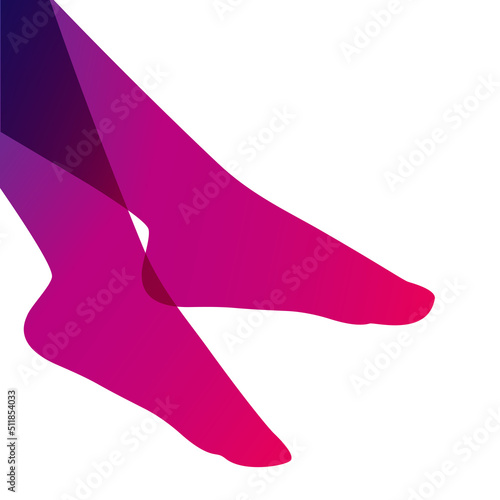 Long and slim female legs on white background, vector illustration.