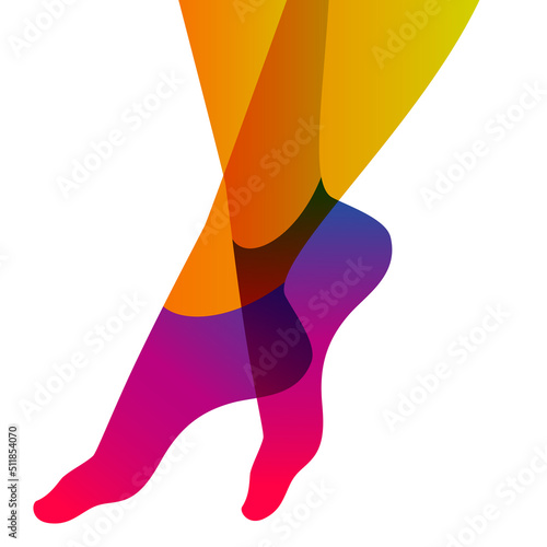 Long and slim female legs in low cut socks on white background, vector illustration.