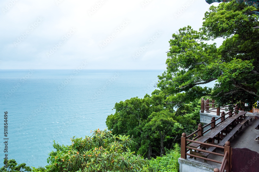 The beautiful Buddhist temple Hyangiram,morning of the quiet temple in the seaside. The beautiful Buddhist temple Hyangiram,morning of the quiet temple in the seaside.