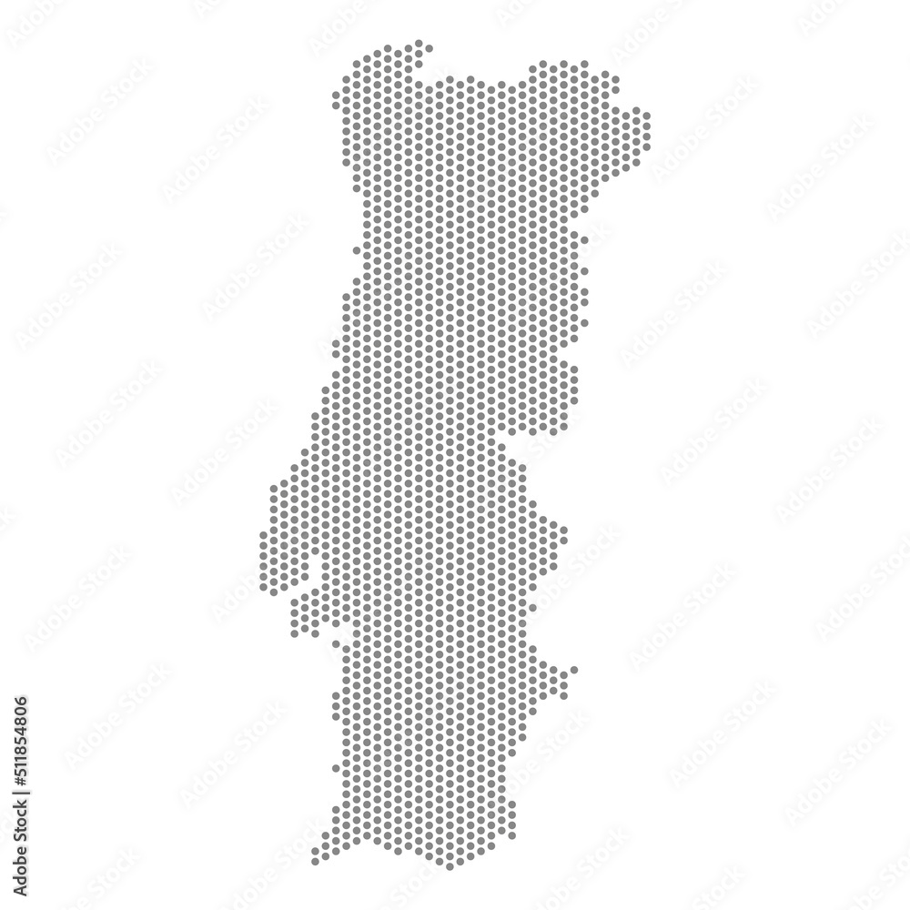 vector illustration of dotted map of Portugal