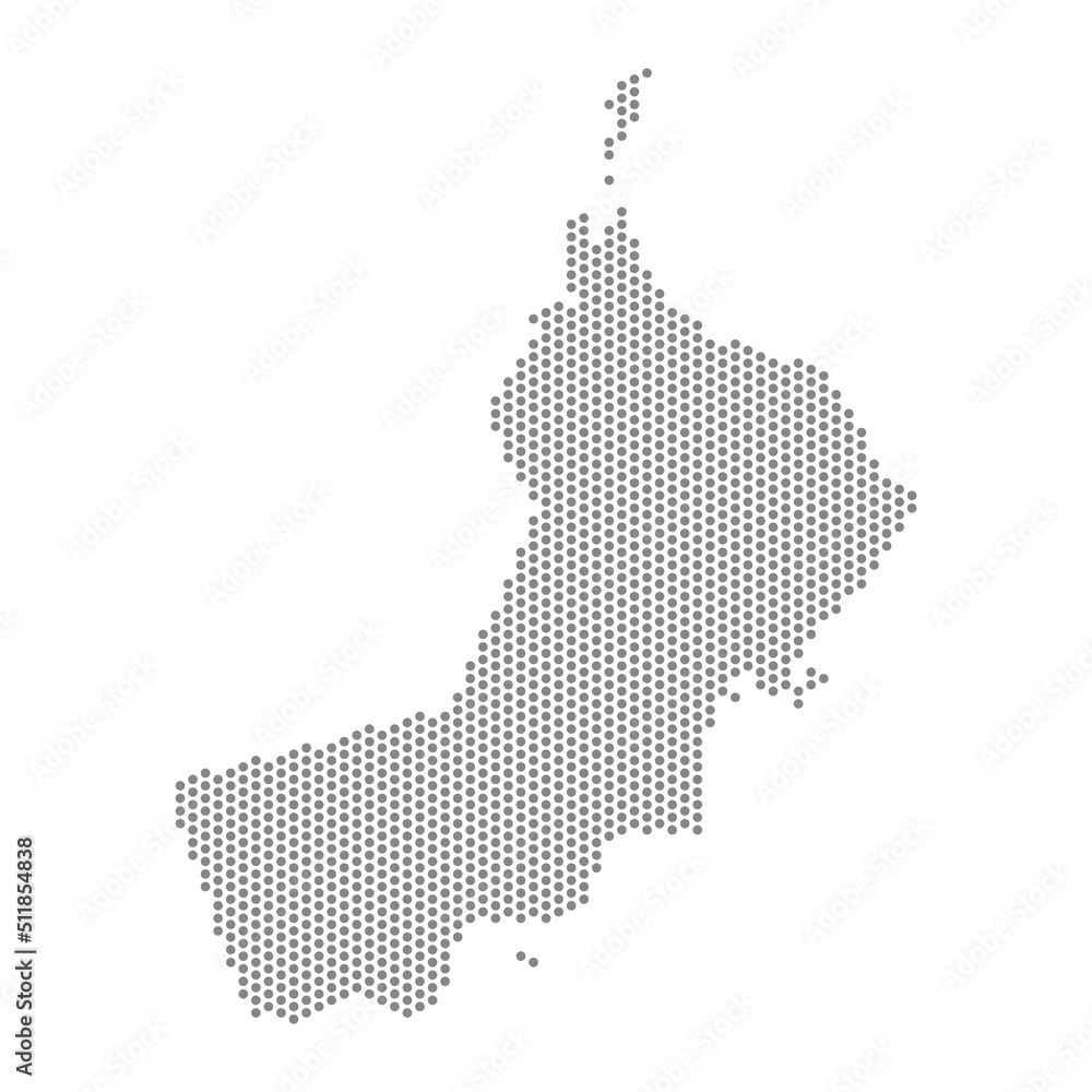 Obraz premium vector illustration of dotted map of Oman
