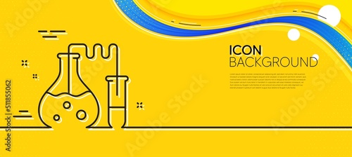Chemistry lab line icon. Abstract yellow background. Laboratory flask sign. Analysis symbol. Minimal chemistry lab line icon. Wave banner concept. Vector