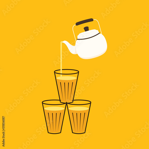 Indian hot drink vector. Indian chai icon. Chai is Indian drink. 