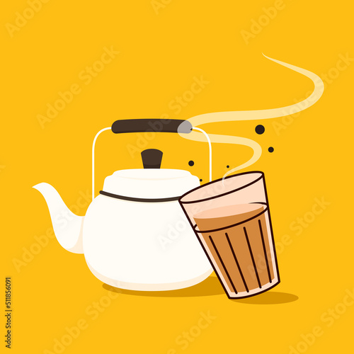 Indian hot drink vector. Indian chai icon. Chai is Indian drink. 