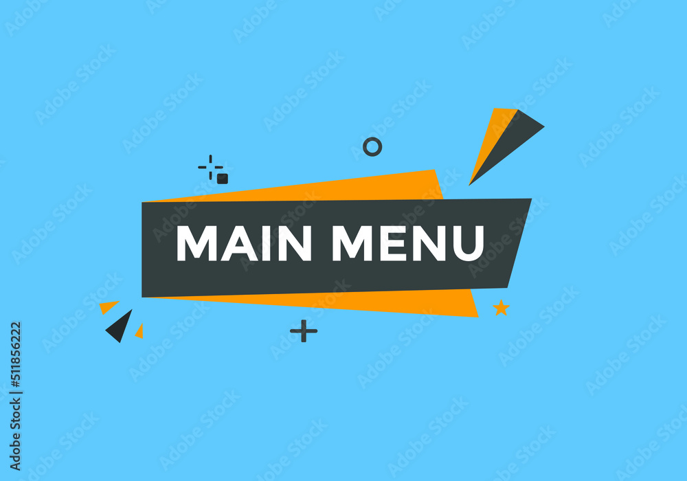 Main Menu button. Main Menu text web banner template. Sign icon banner
