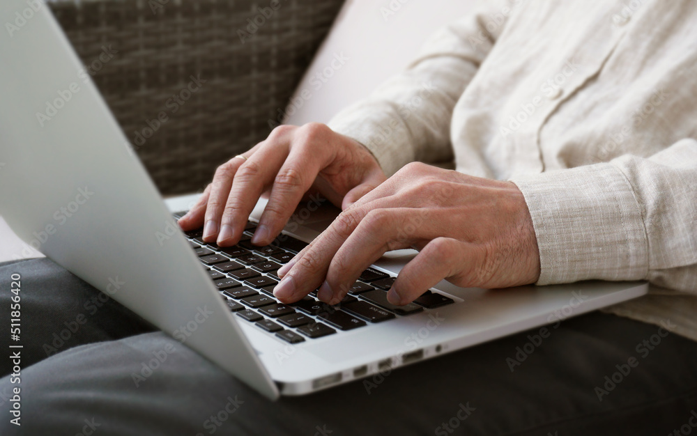 Businessman or student using laptop computer at home. Business, working from home, online learning, marketing, freelance, studying, distance education concept. Businessman or student using laptop computer at home. Business, working from home, online learning, marketing, freelance, studying, distance education concept.