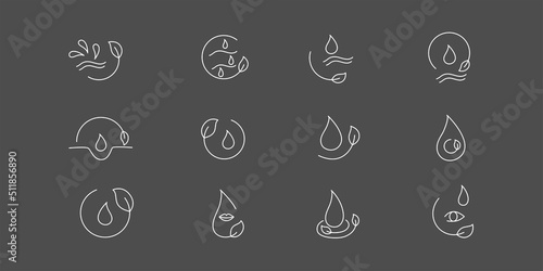 Moisture and nutrition icon for revitalizing and hydrating face beauty product. Editable stroke. Vector stock illustration isolated on black chalkboard background for packaging design.