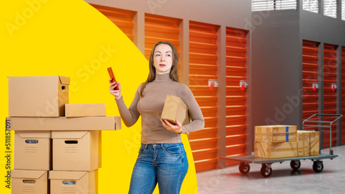 Rental Storage Units. Woman...