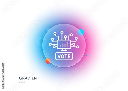 Online Voting line icon. Gradient blur button with glassmorphism. Internet vote sign. Web election symbol. Transparent glass design. Online Voting line icon. Vector © blankstock