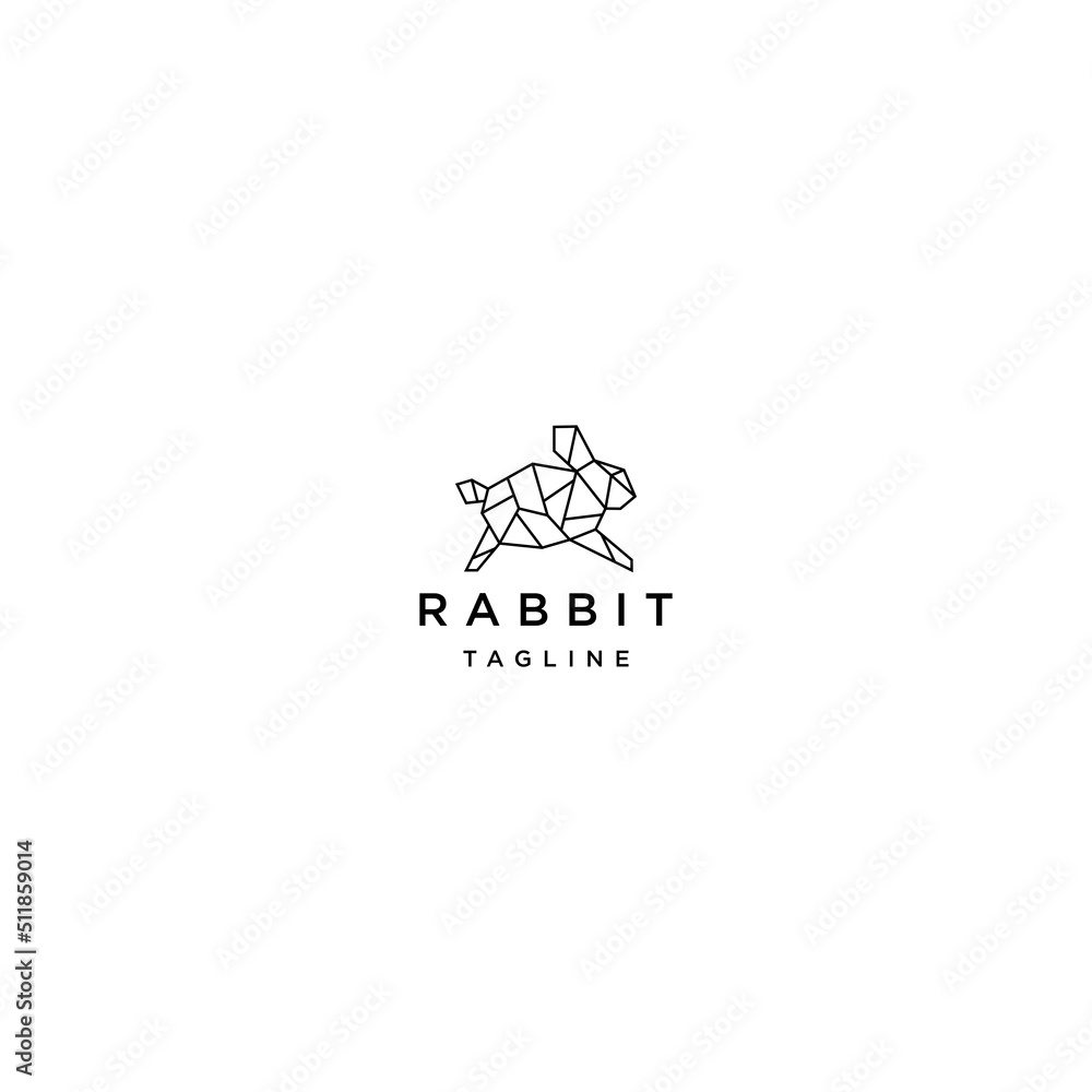 Rabbit geometric polygonal logo vector icon design template