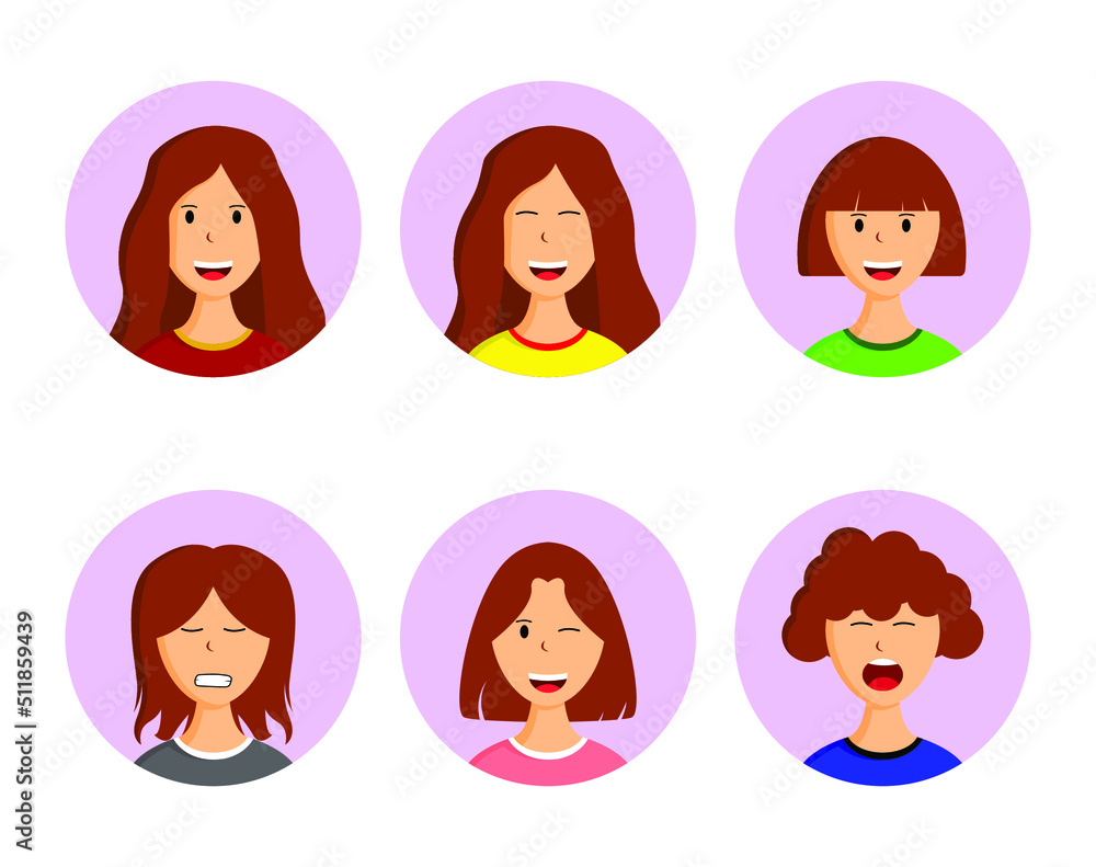 set of female faces set of female faces