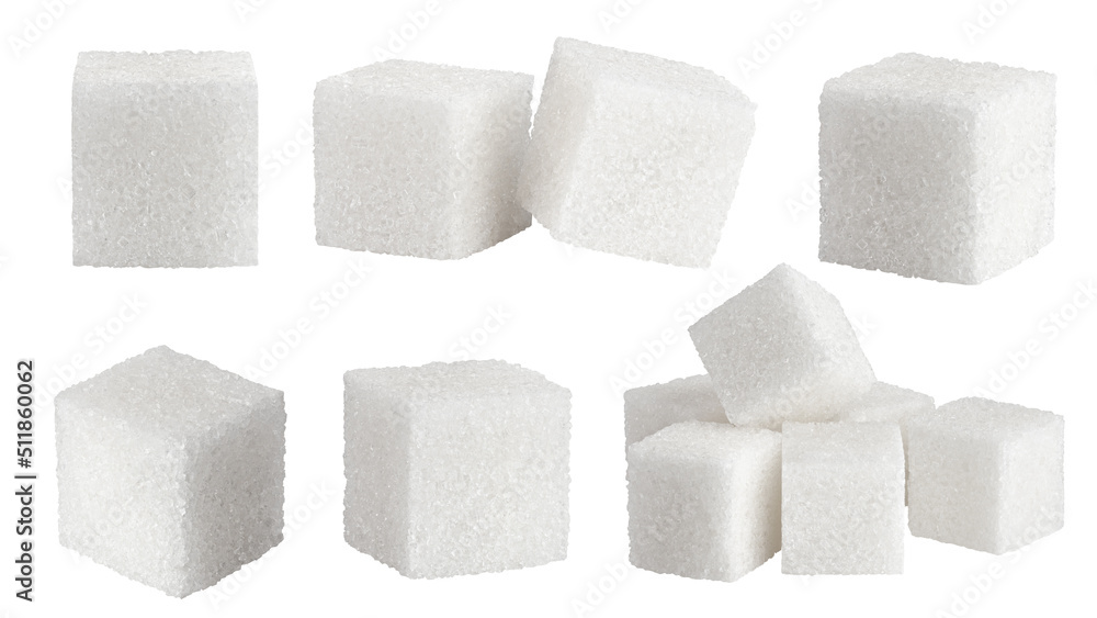 cane sugar cube isolated on white background, clipping path, full depth of field cane sugar cube isolated on white background, clipping path, full depth of field