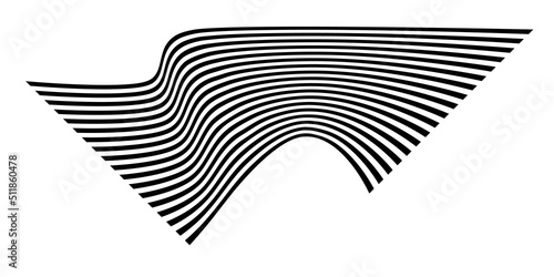 Waving flag as a brush stroke with zebra texture. Vest striped with fabric Black and white stripes curved in a bizarre way with waves curving along the trajectory
