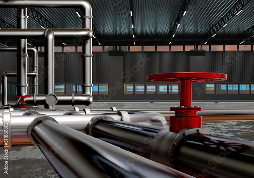 Pipes of boiler equipment. ...