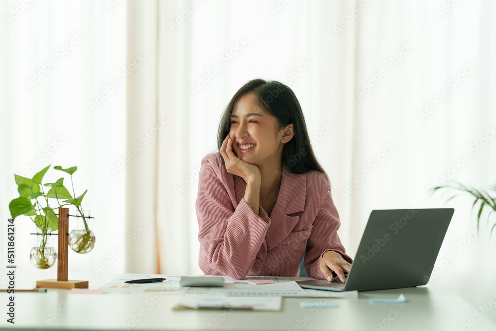 Business Finance audit tax Concept. Portrait of Asian business woman analytics about marketing plan of this years. Business Finance audit tax Concept. Portrait of Asian business woman analytics about marketing plan of this years.