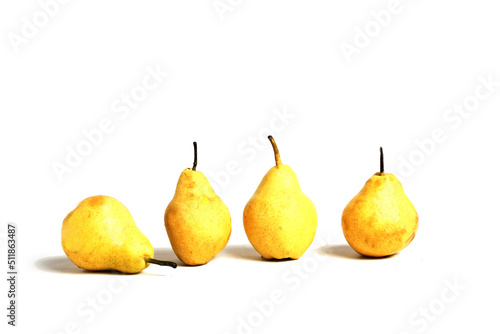 four pears isolated on white background