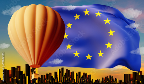 Flag of European Union over...