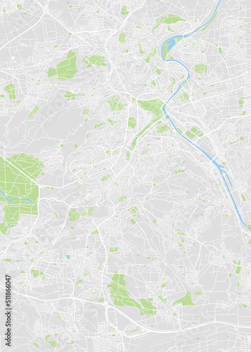 City map Stuttgart, color detailed plan, vector illustration
