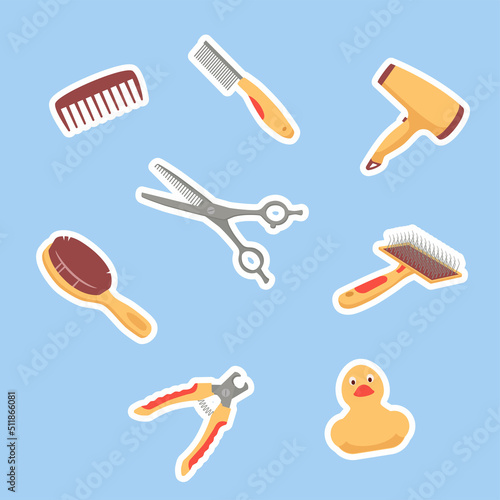 Vector grooming tools. Pet Hair Care