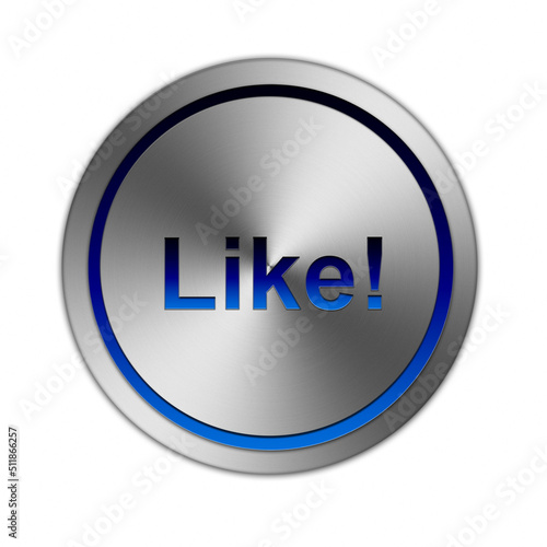 Like! 3d Button metallic blau