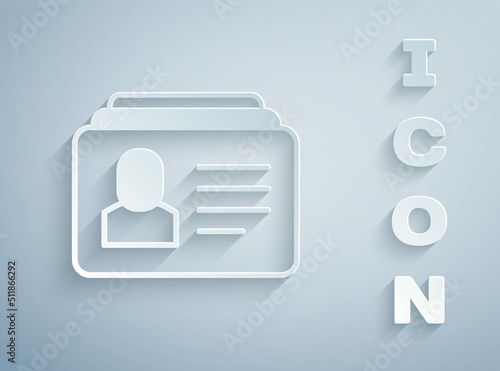 Paper cut Resume icon isolated on grey background. CV application. Searching professional staff. Analyzing personnel resume. Paper art style. Vector