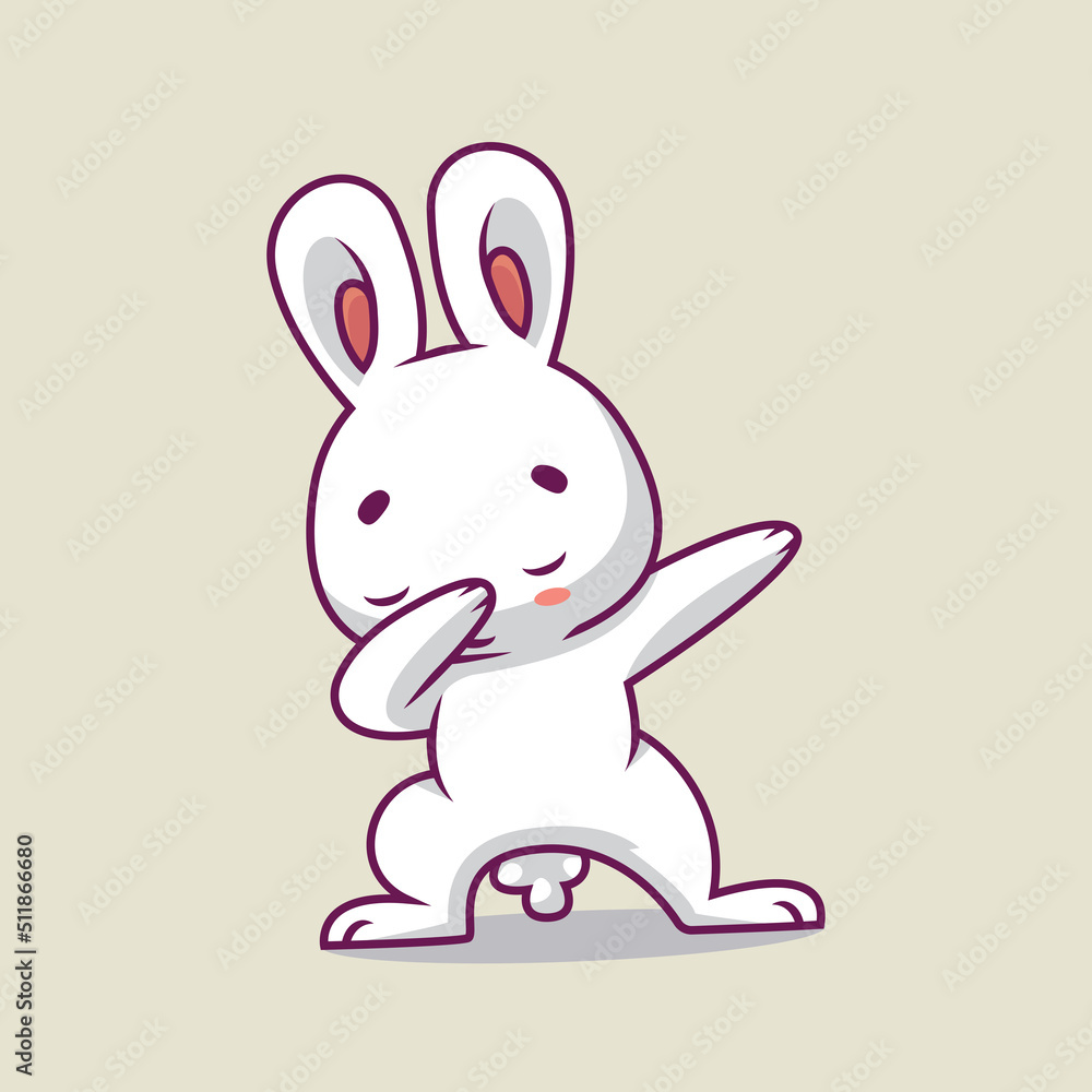 Cute rabbit dabbing cartoon illustration