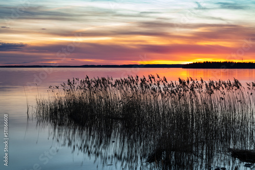 Sonnenuntergang am Unden  einem See in Schweden