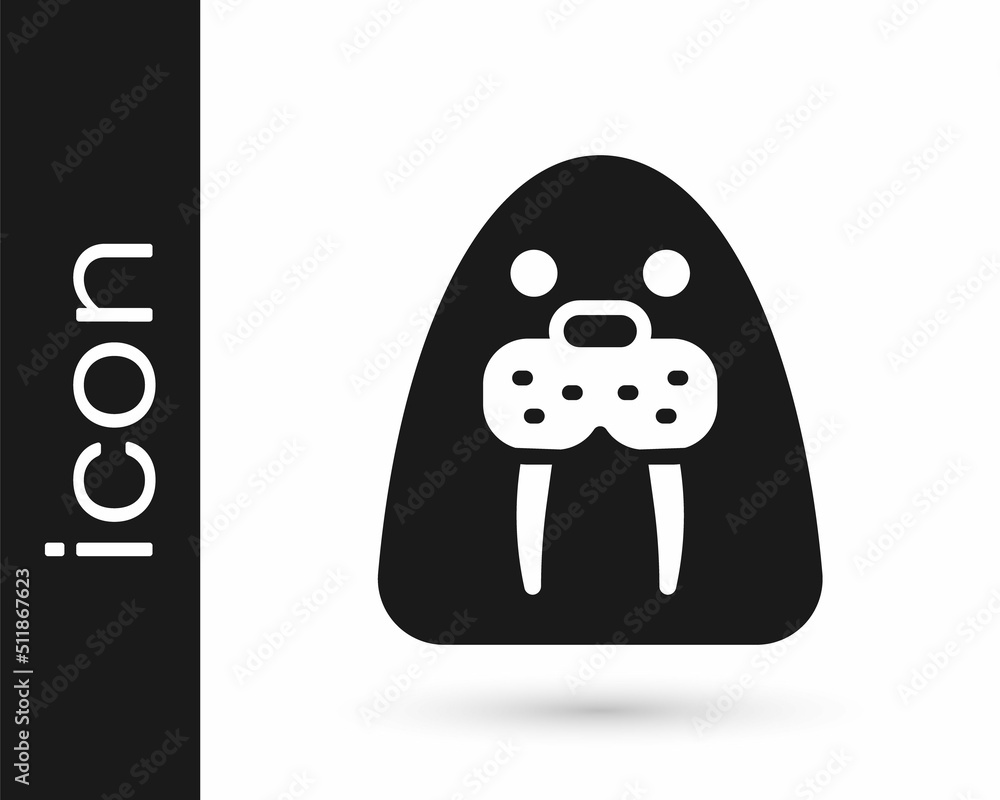 Obraz premium Black Walrus animal icon isolated on white background. Vector