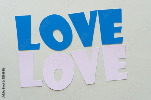 Quadro su tela double love letters in blue and pink